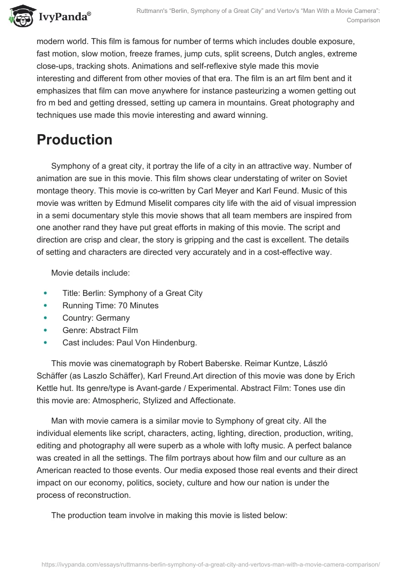 Ruttmann's “Berlin, Symphony of a Great City” and Vertov's “Man With a Movie Camera”: Comparison. Page 3