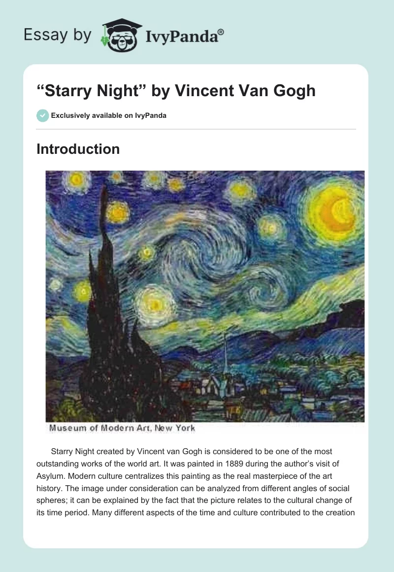 “Starry Night” by Vincent van Gogh. Page 1