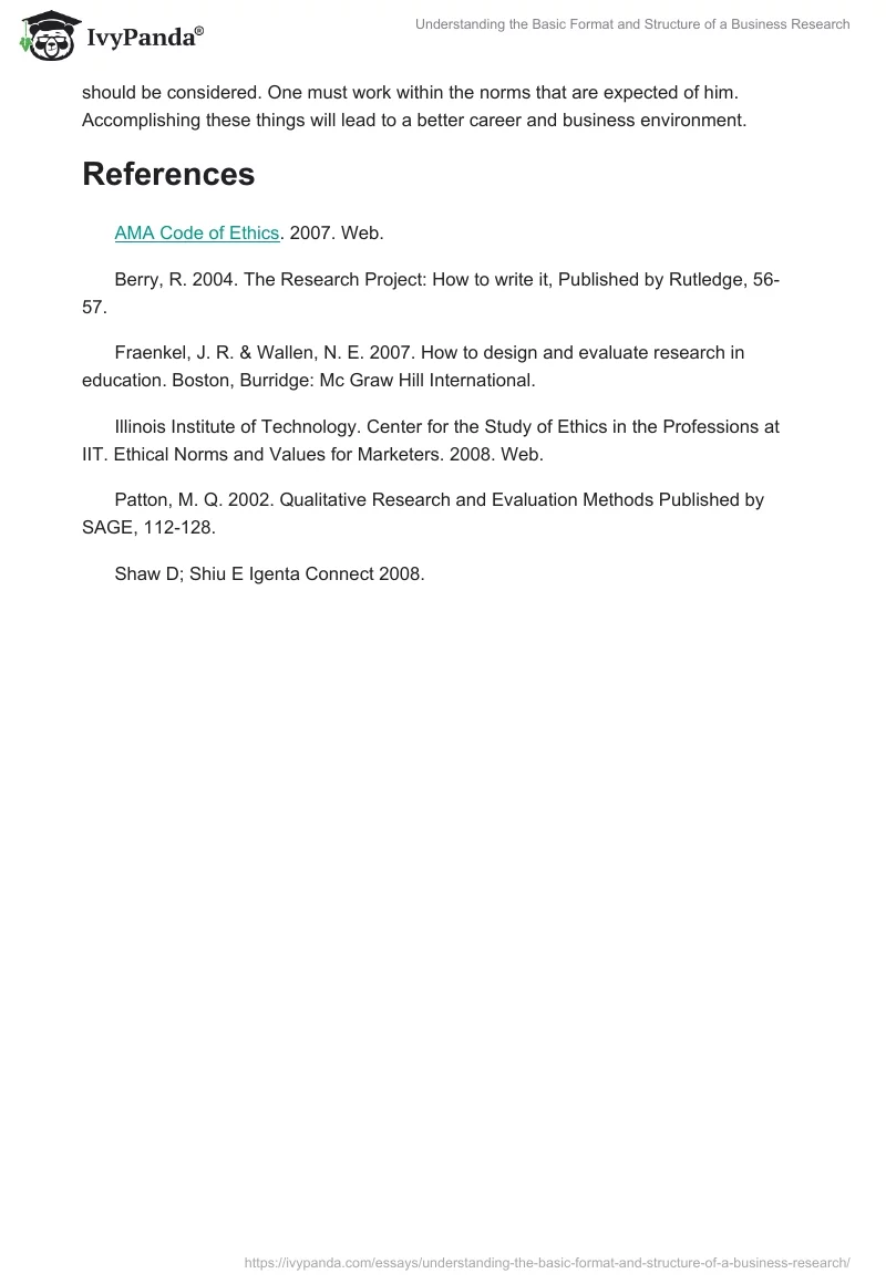 Understanding the Basic Format and Structure of a Business Research. Page 4