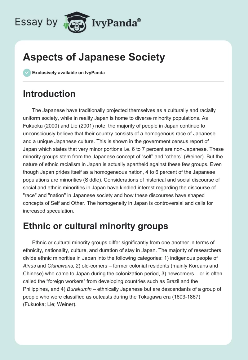 Aspects of Japanese Society. Page 1