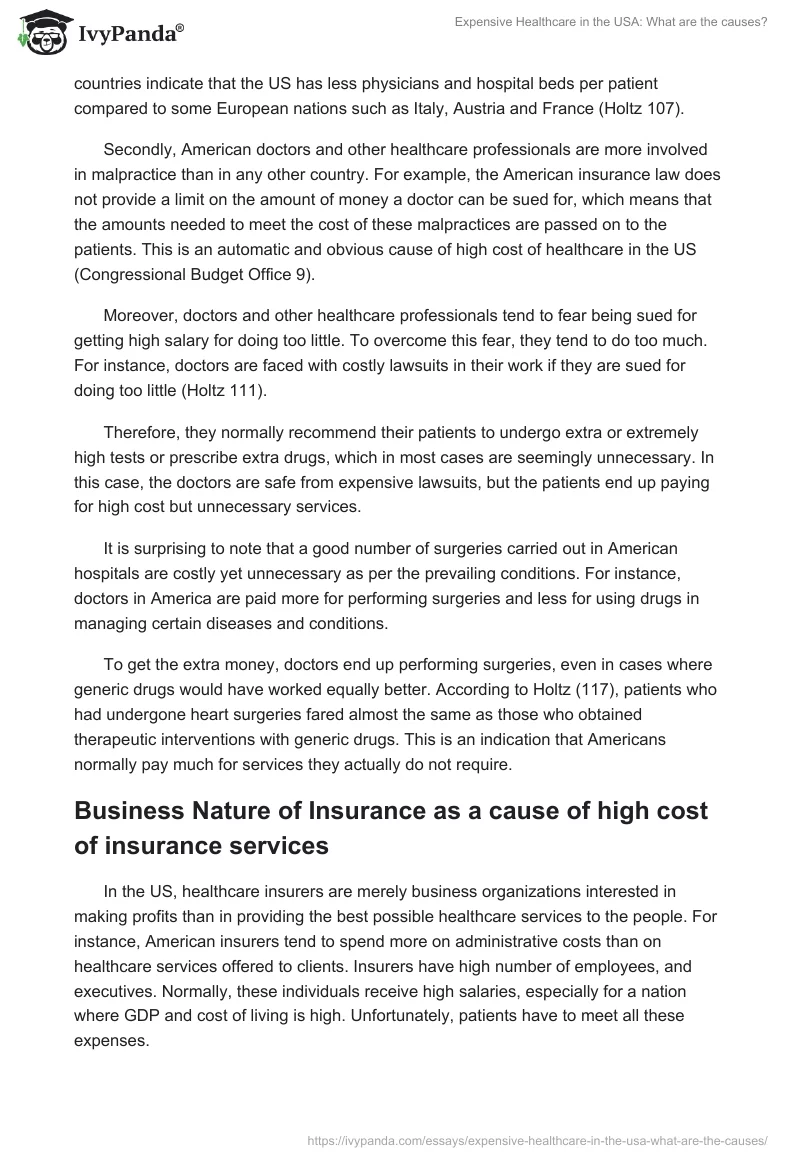 Expensive Healthcare in the USA: What are the causes?. Page 2