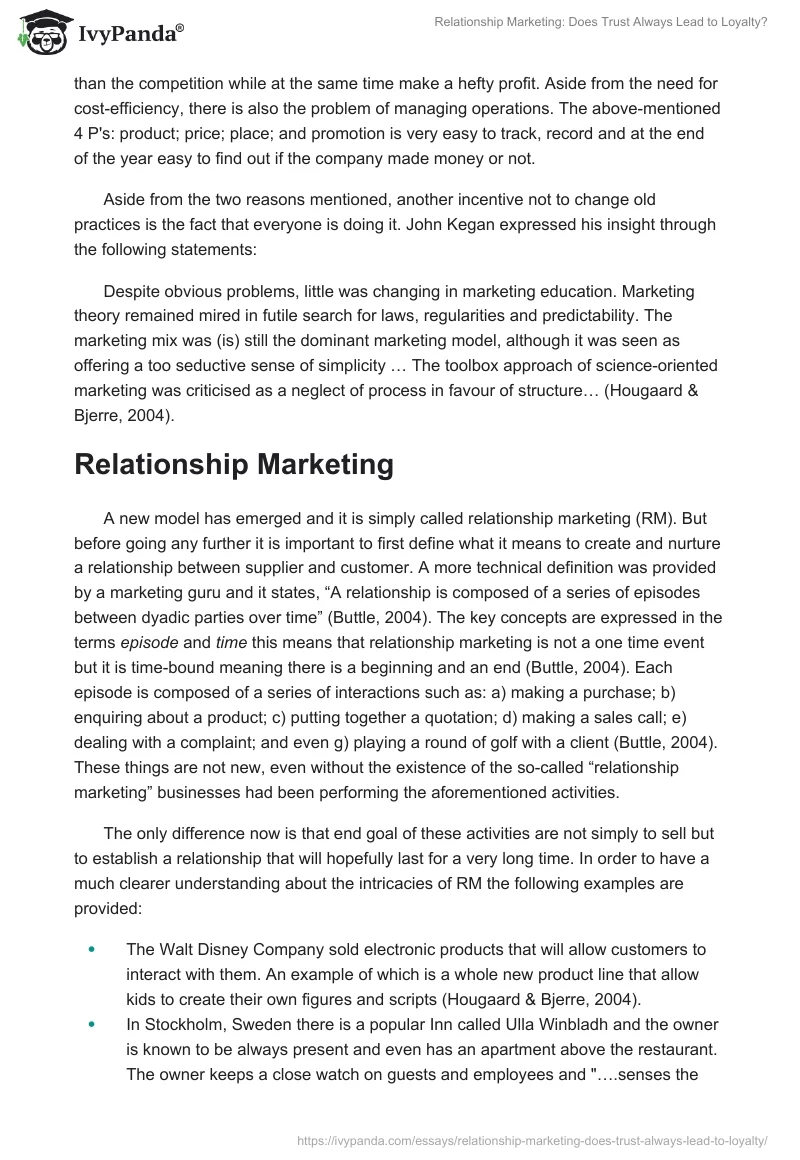 Relationship Marketing: Does Trust Always Lead to Loyalty?. Page 3