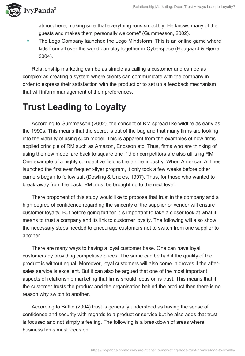 Relationship Marketing: Does Trust Always Lead to Loyalty?. Page 4