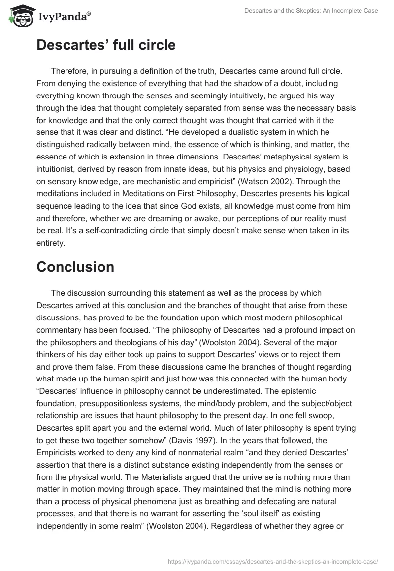 Descartes and the Skeptics: An Incomplete Case. Page 3