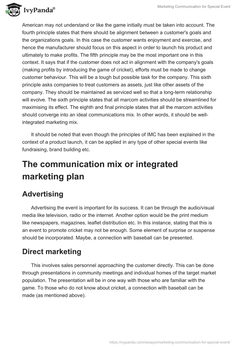 Marketing Communication for Special Event. Page 4