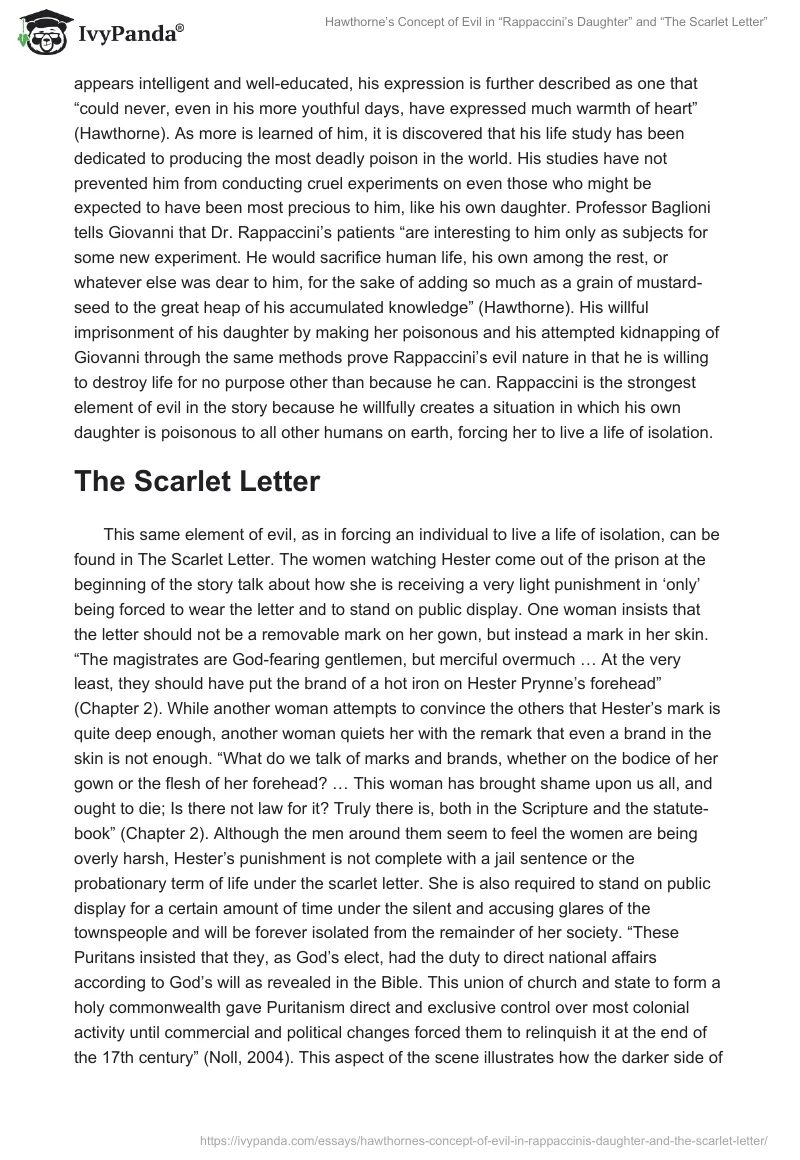 Hawthorne’s Concept of Evil in “Rappaccini’s Daughter” and “The Scarlet Letter”. Page 2