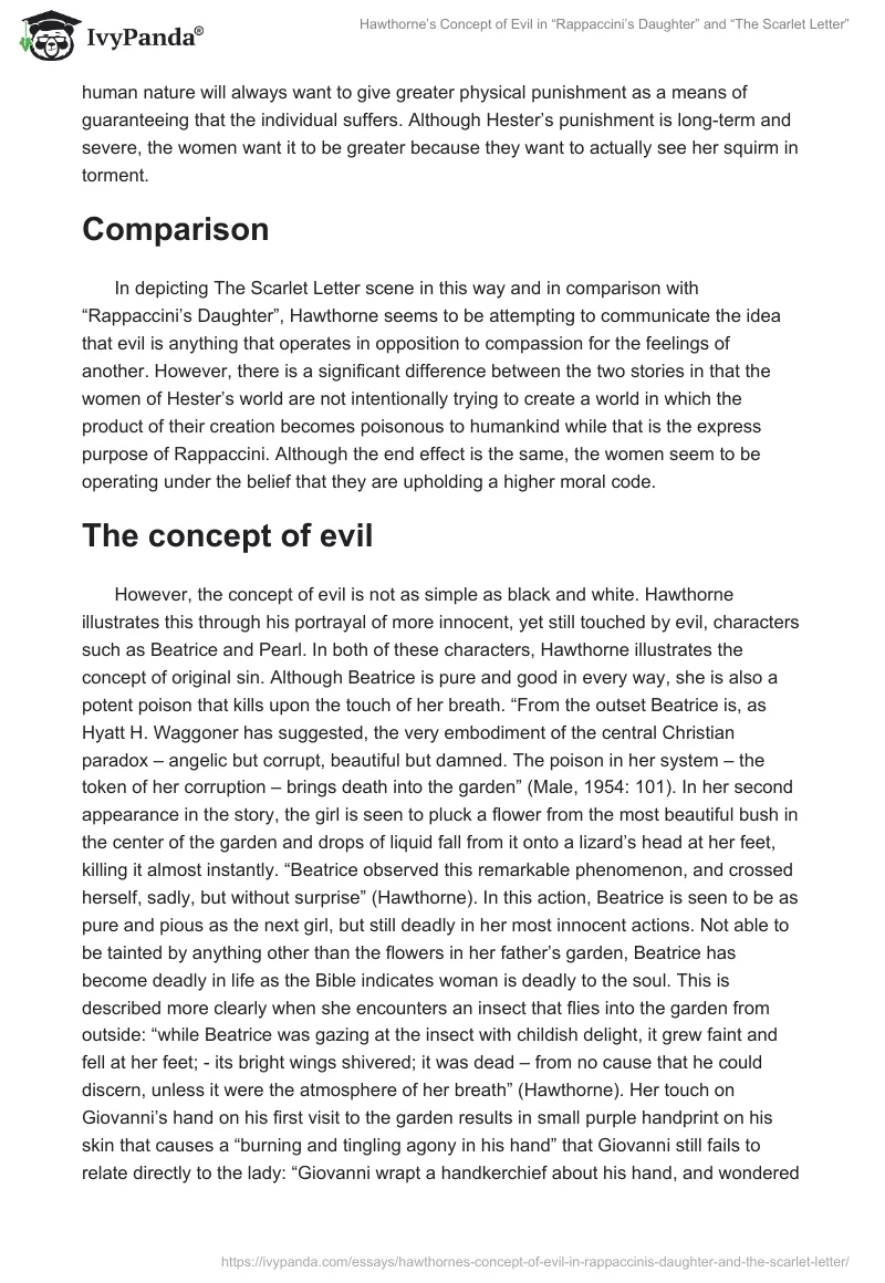 Hawthorne’s Concept of Evil in “Rappaccini’s Daughter” and “The Scarlet Letter”. Page 3