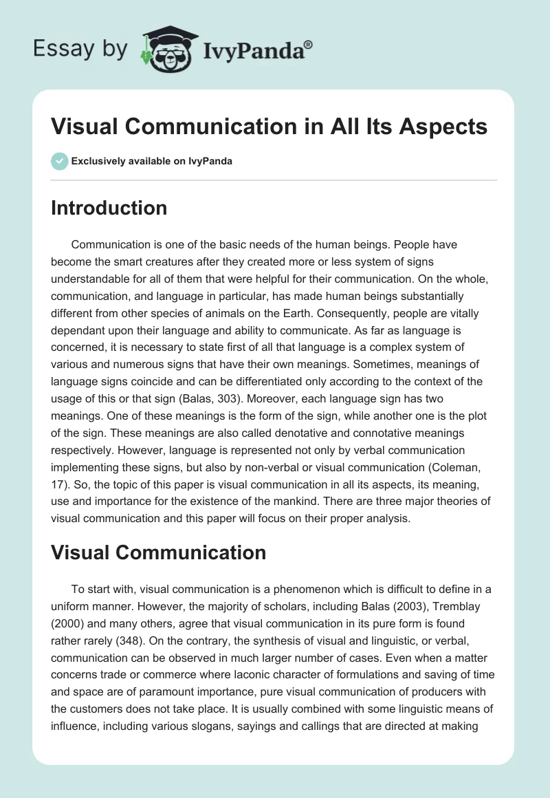 Visual Communication in All Its Aspects. Page 1