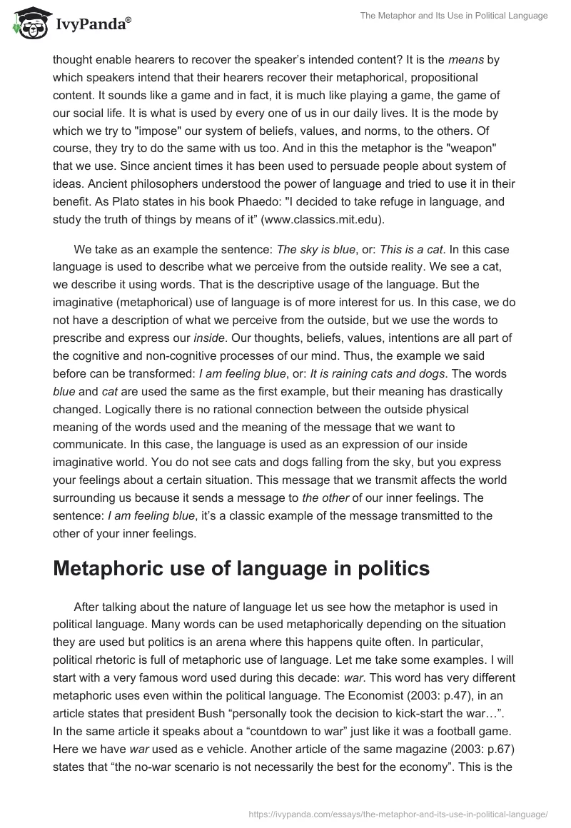 The Metaphor and Its Use in Political Language. Page 3