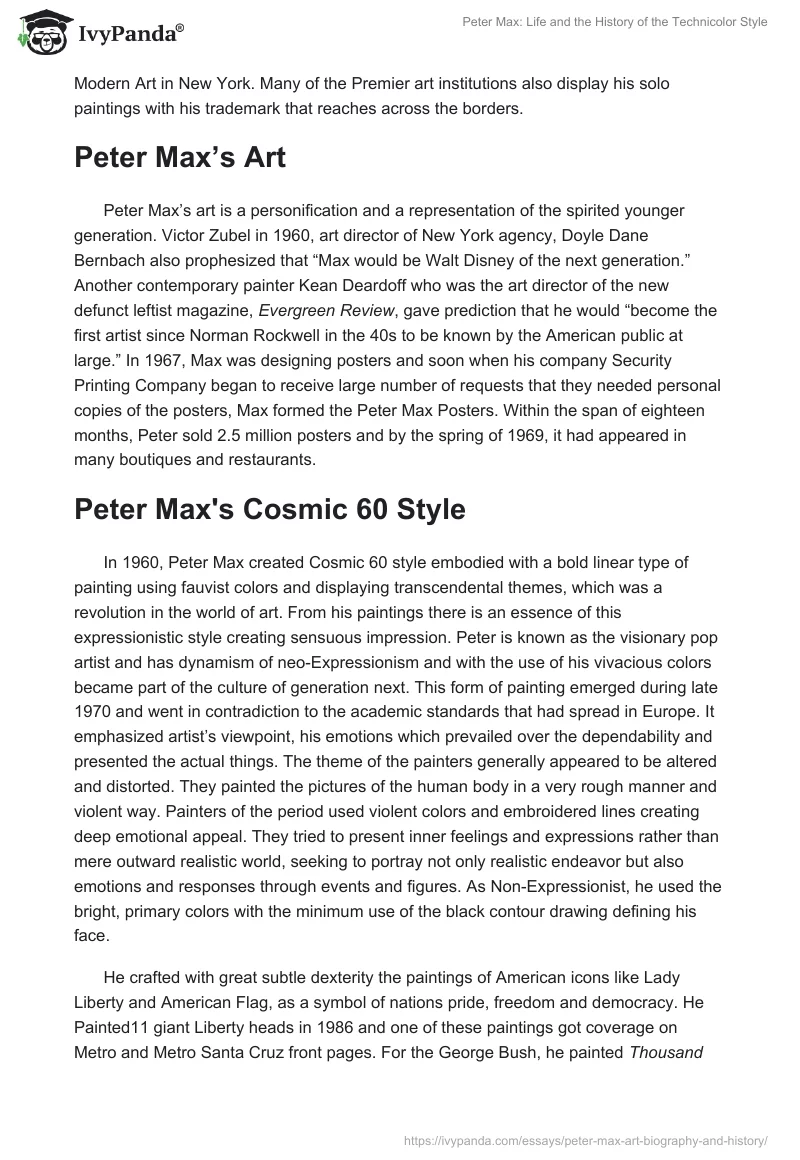 Peter Max: Life and the History of the Technicolor Style. Page 2