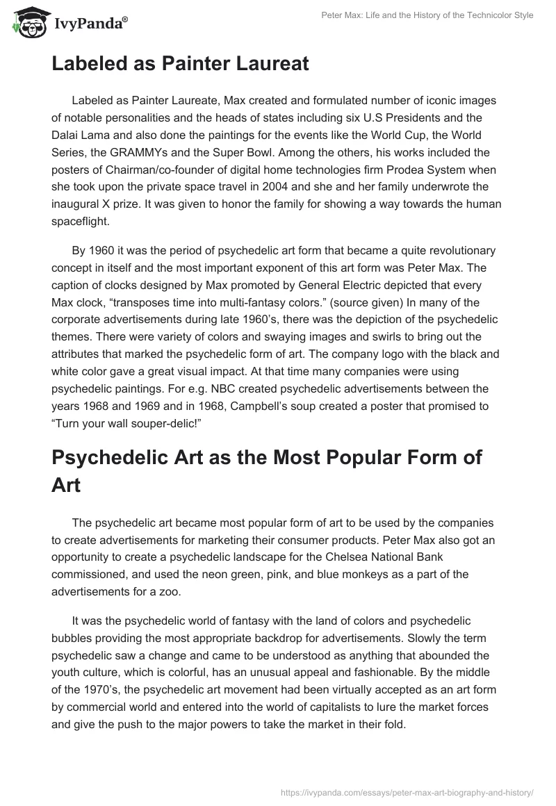 Peter Max: Life and the History of the Technicolor Style. Page 4