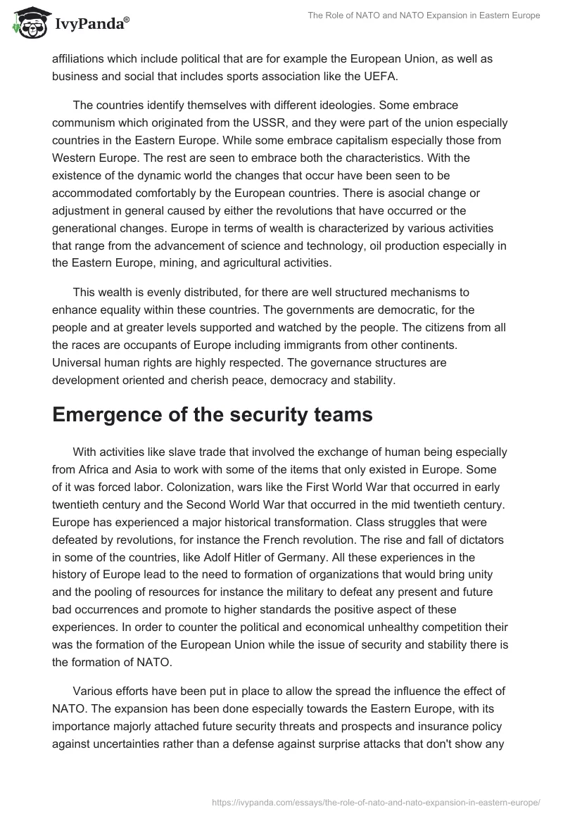 The Role of NATO and NATO Expansion in Eastern Europe. Page 2