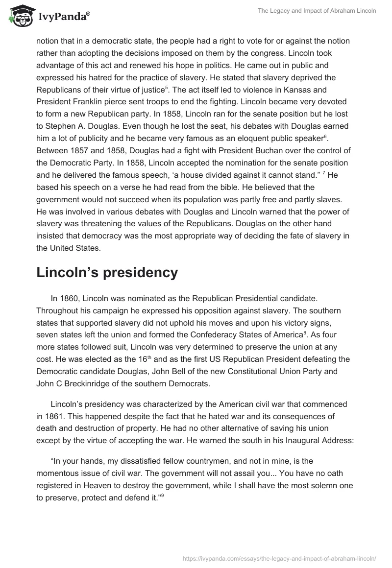 The Legacy and Impact of Abraham Lincoln. Page 2