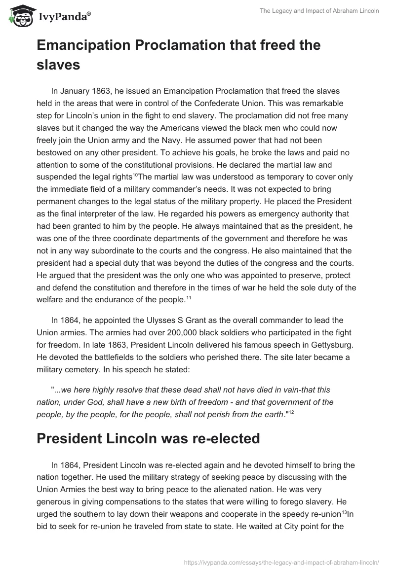 The Legacy and Impact of Abraham Lincoln. Page 3