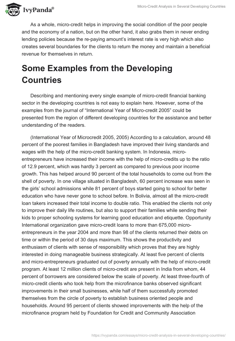 Micro-Credit Analysis in Several Developing Countries. Page 5