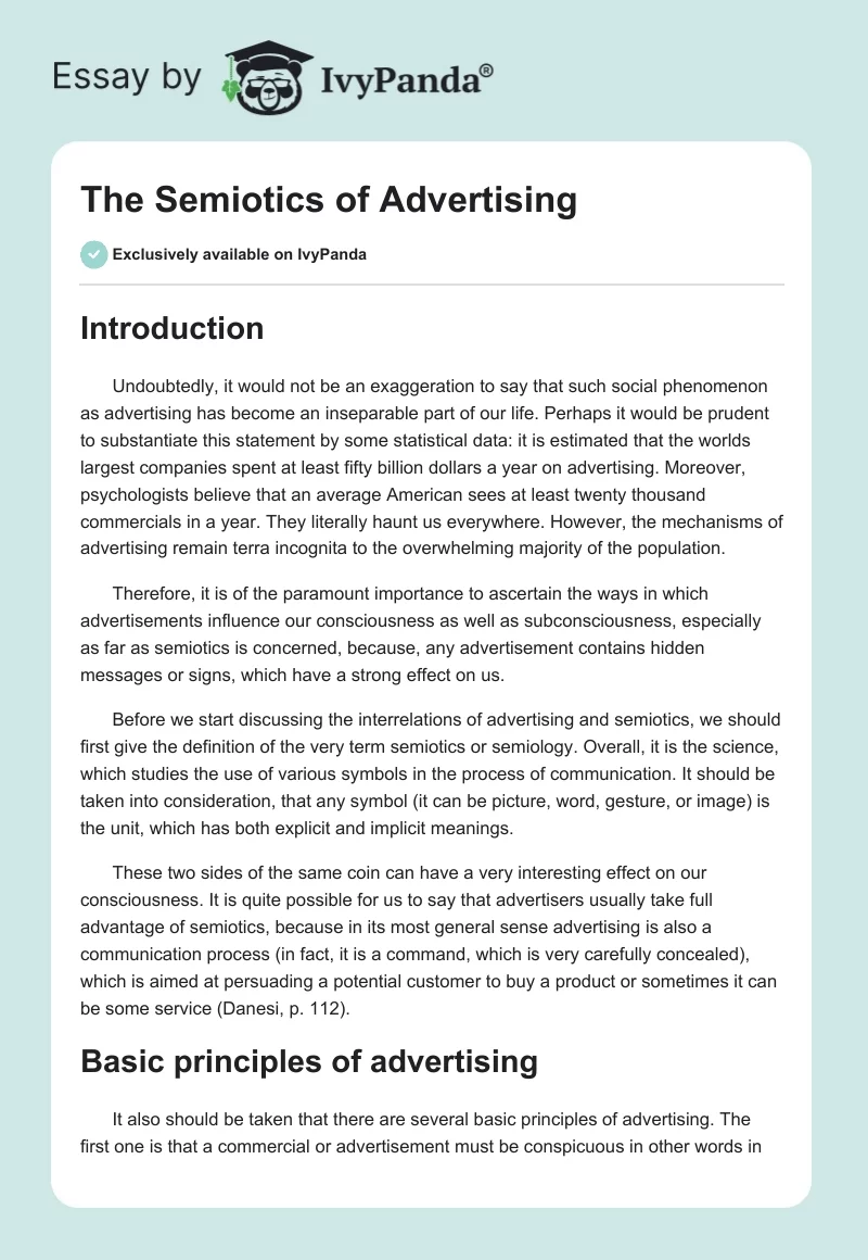 The Semiotics of Advertising. Page 1