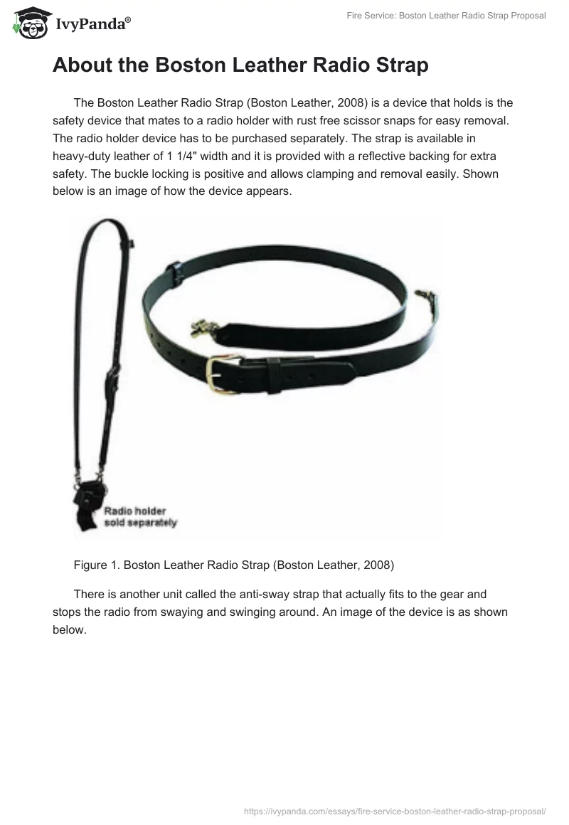 Fire Service: Boston Leather Radio Strap Proposal. Page 2