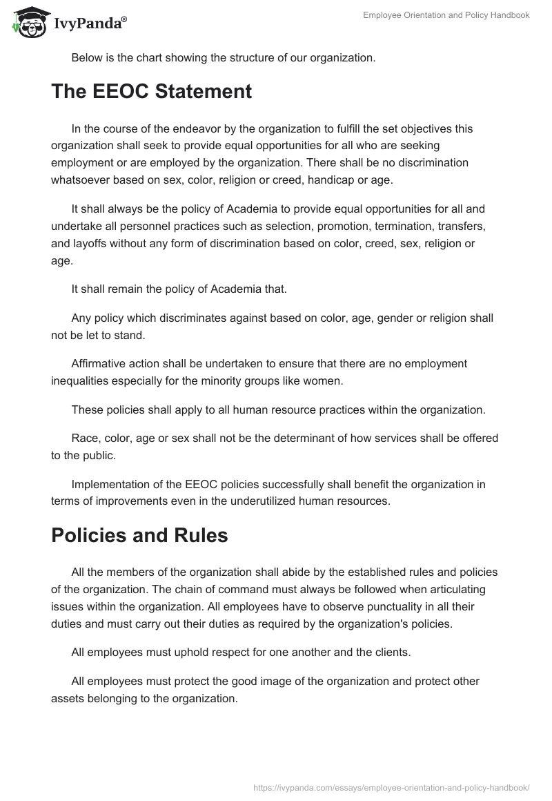Employee Orientation and Policy Handbook. Page 2
