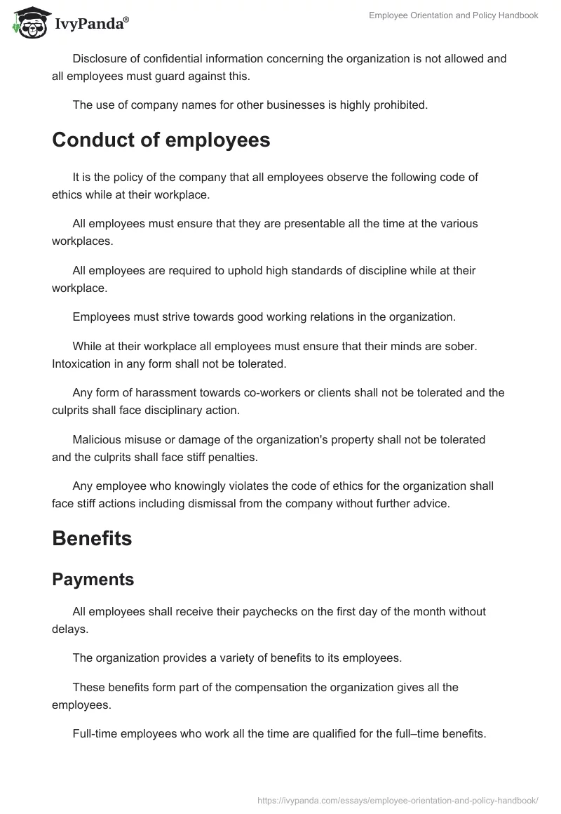 Employee Orientation and Policy Handbook. Page 3