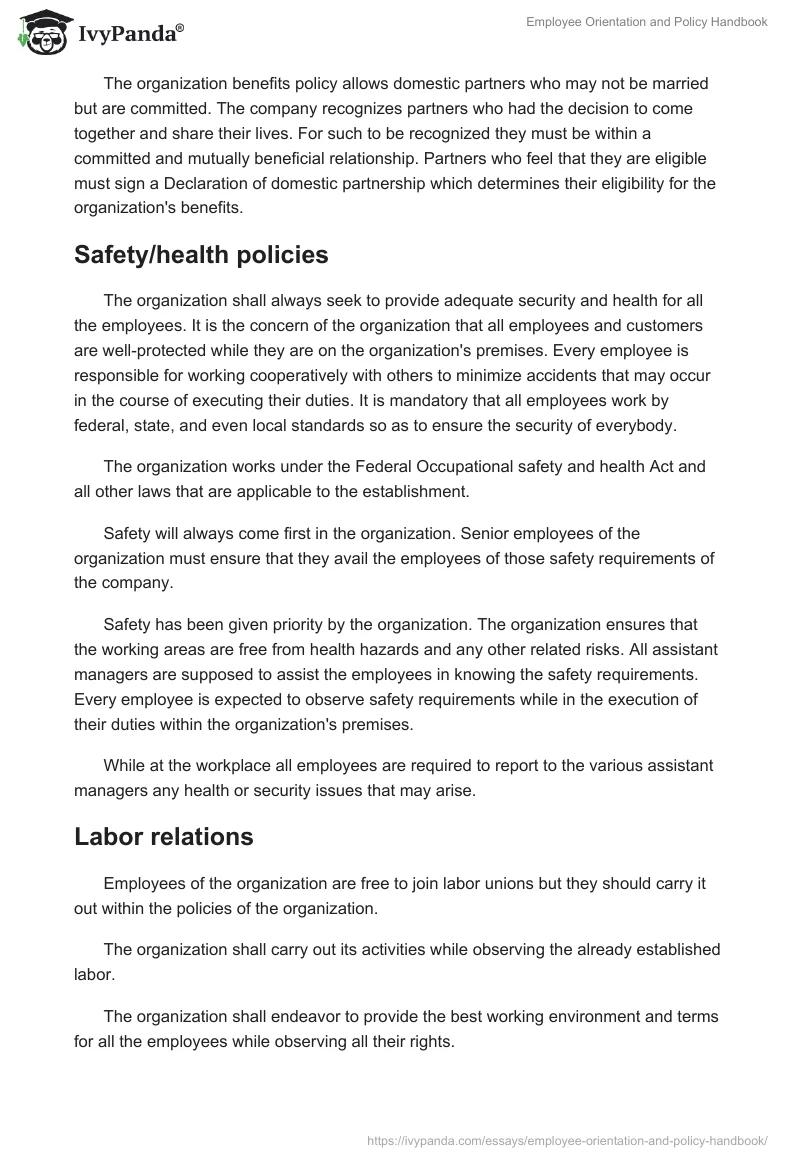 Employee Orientation and Policy Handbook. Page 4