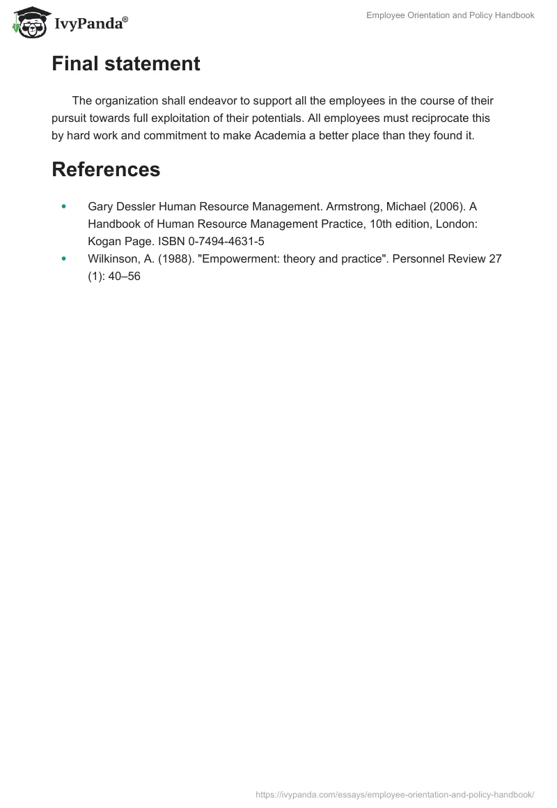 Employee Orientation and Policy Handbook. Page 5