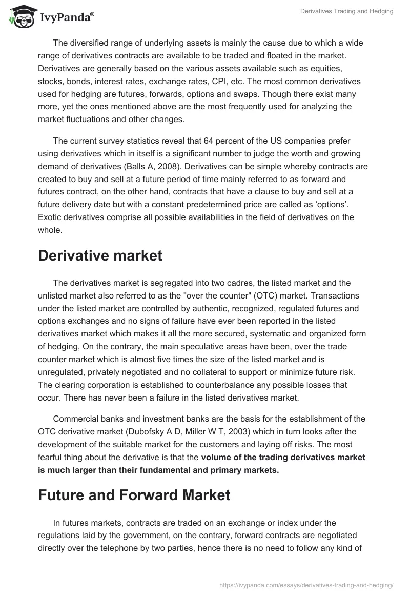 Derivatives Trading and Hedging. Page 2