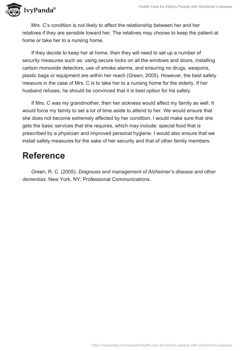 Health Care for Elderly People With Alzheimer’s Disease. Page 2