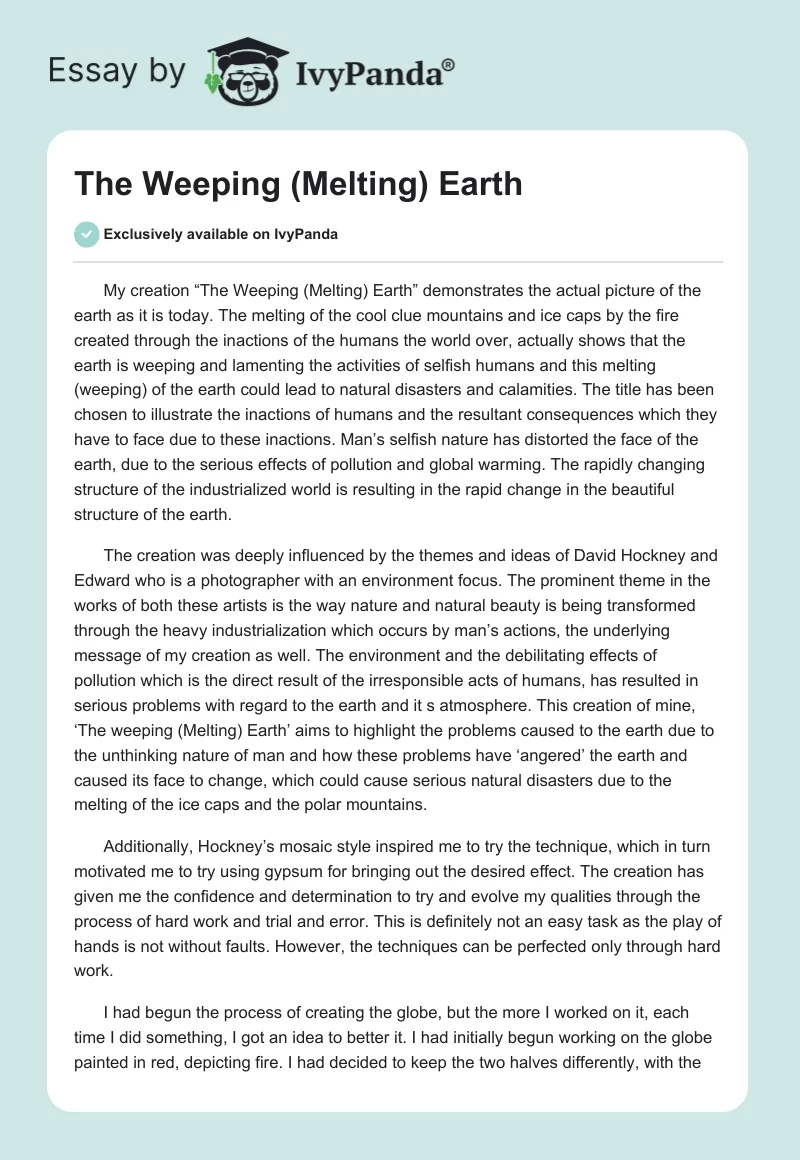 The Weeping (Melting) Earth. Page 1