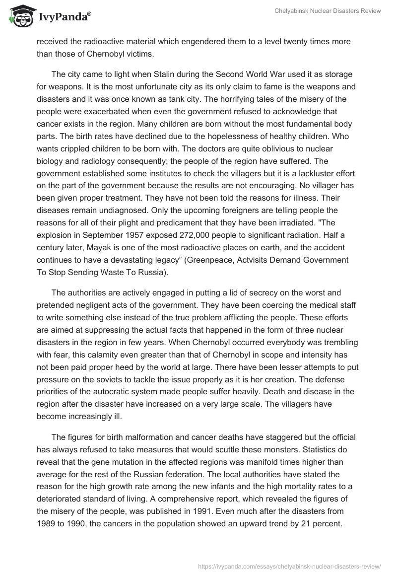 Chelyabinsk Nuclear Disasters Review. Page 4