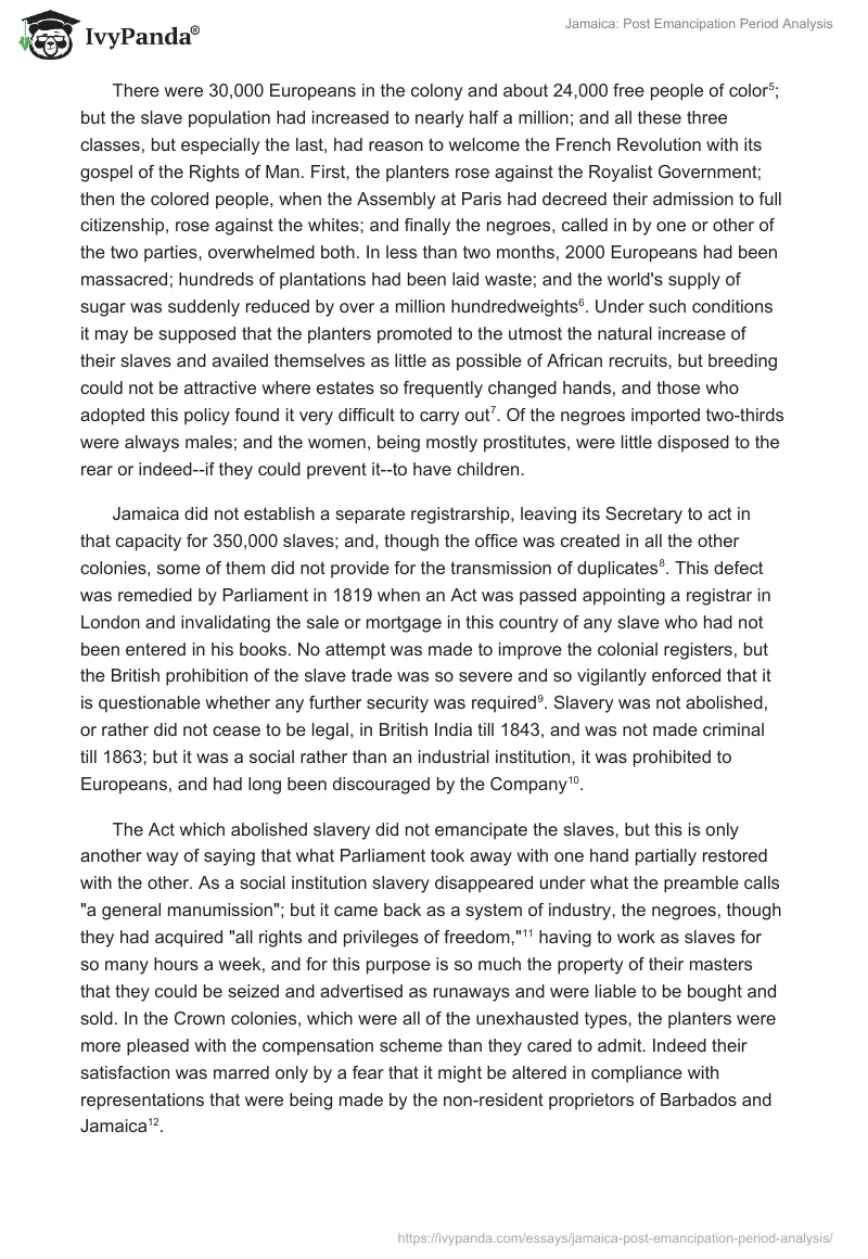 Jamaica: Post Emancipation Period Analysis. Page 2