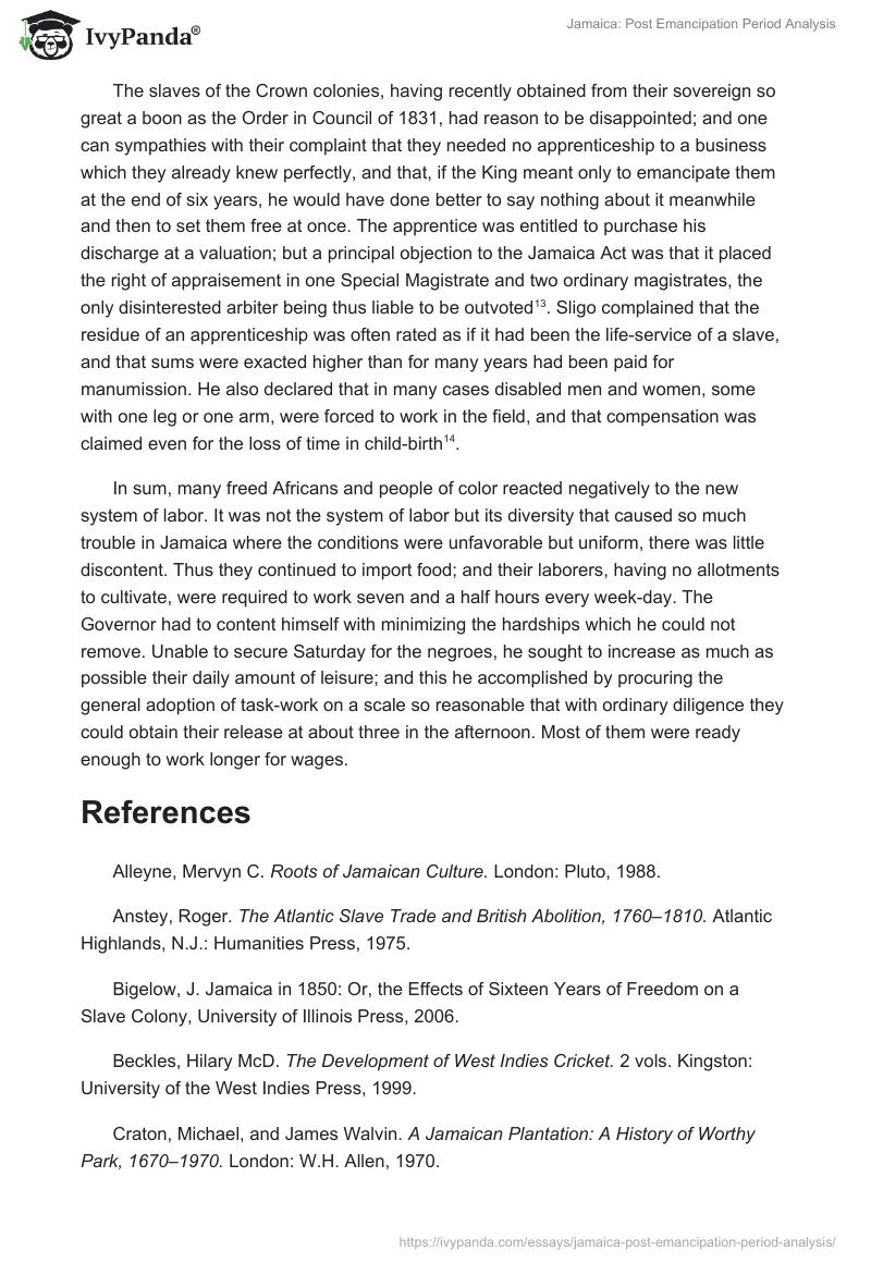 Jamaica: Post Emancipation Period Analysis. Page 3