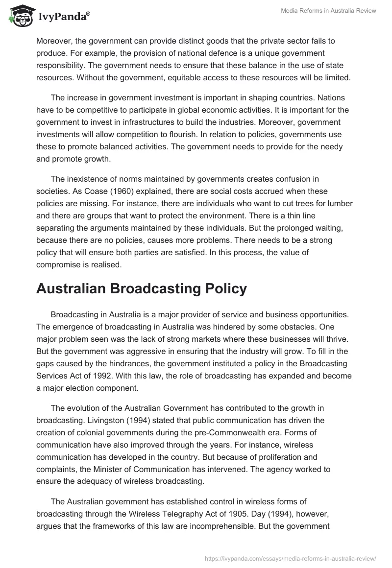 Media Reforms in Australia Review. Page 2