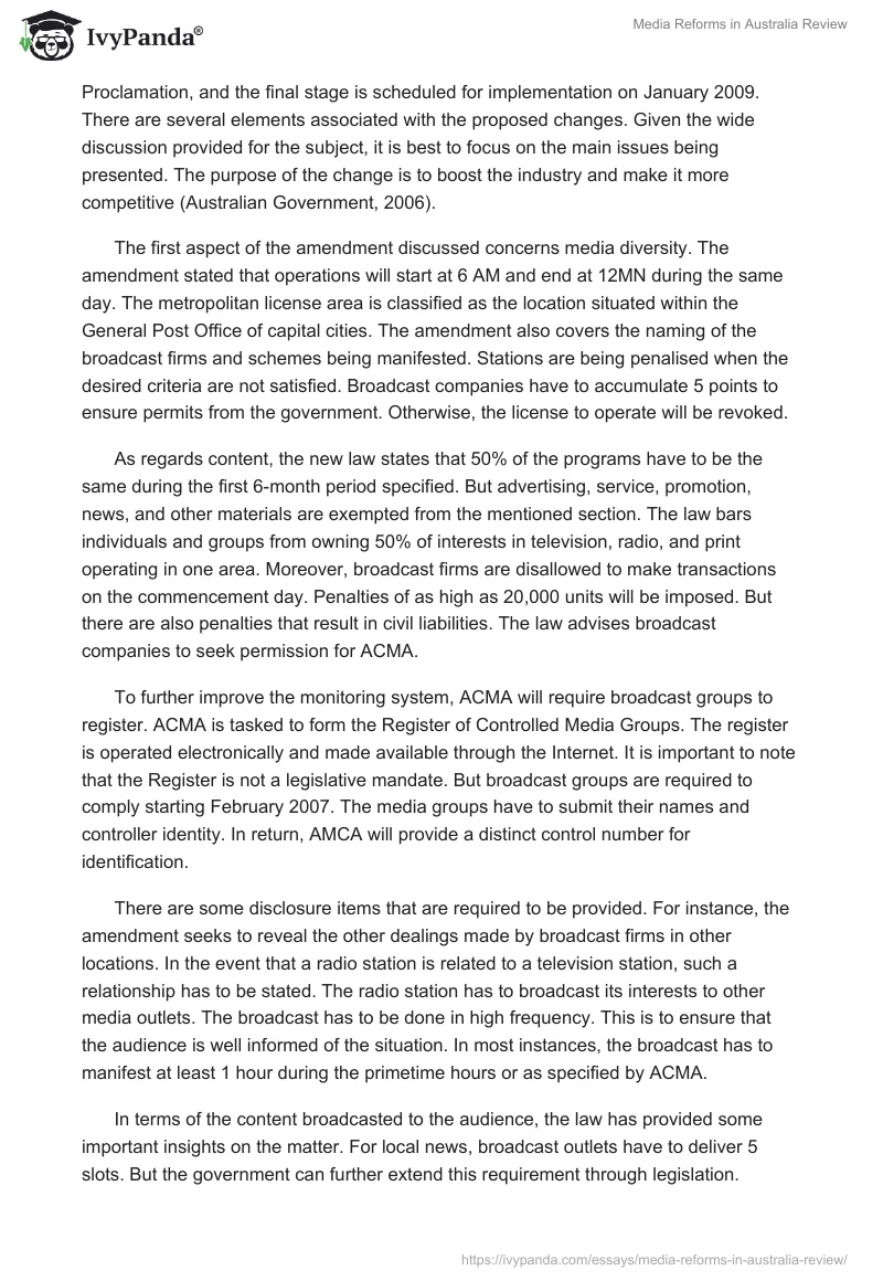 Media Reforms in Australia Review. Page 4