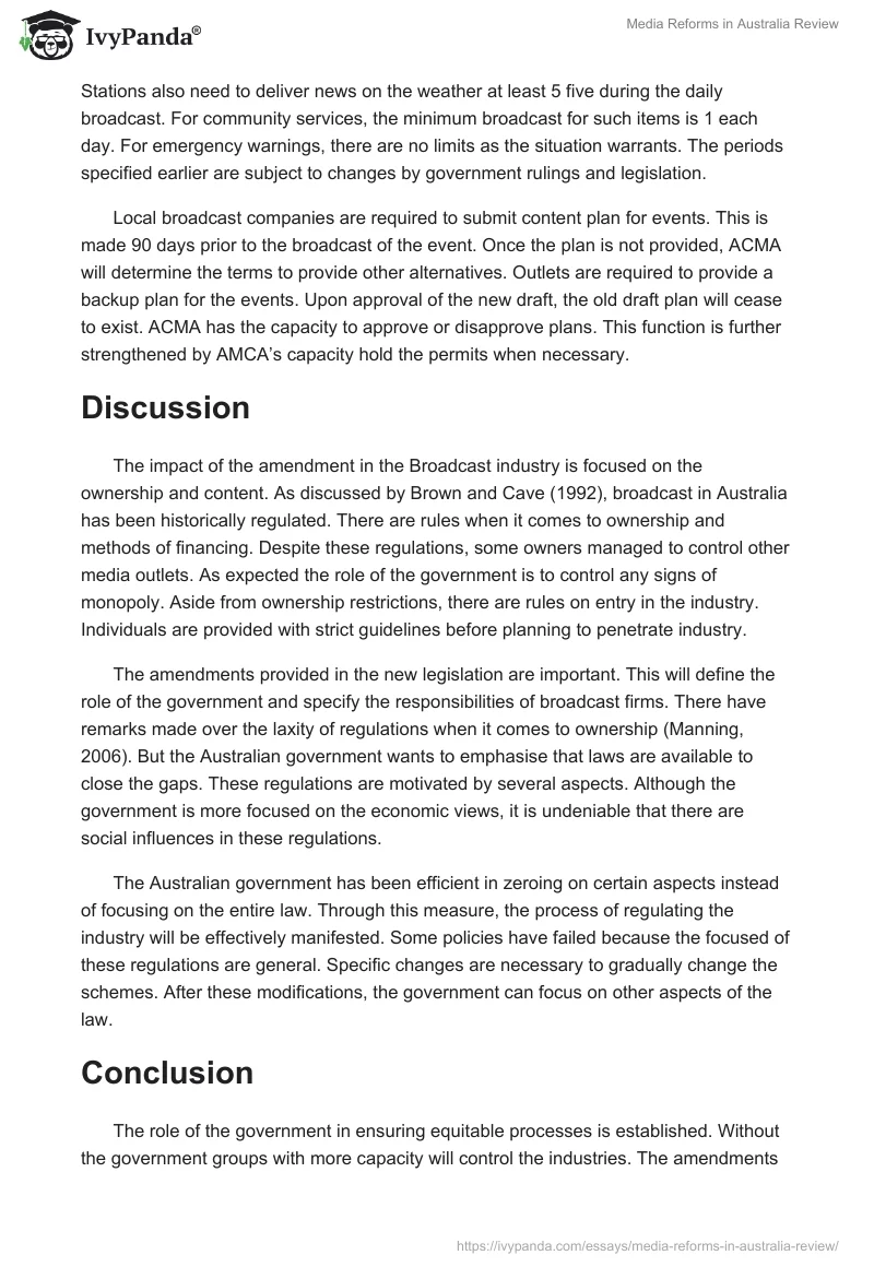 Media Reforms in Australia Review. Page 5