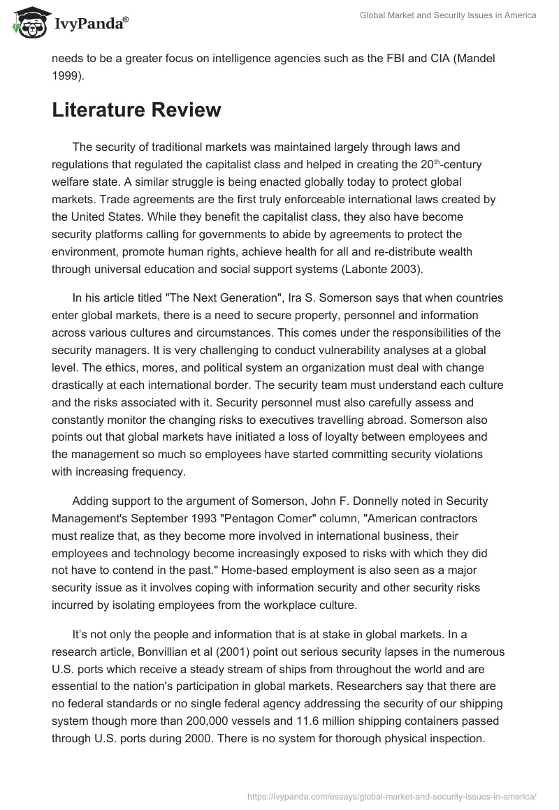 Global Market and Security Issues in America. Page 3