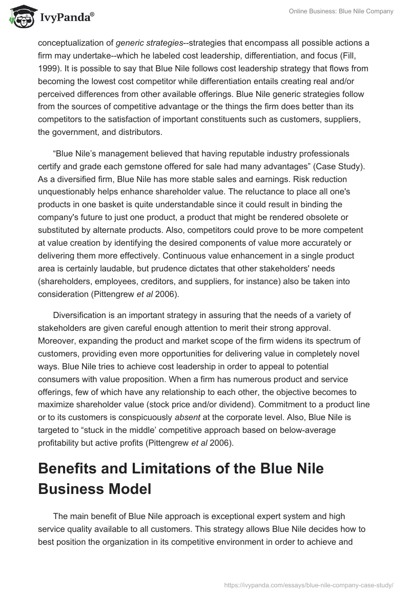 Online Business: Blue Nile Company. Page 3
