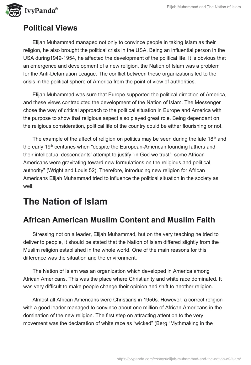 Elijah Muhammad and The Nation of Islam. Page 4