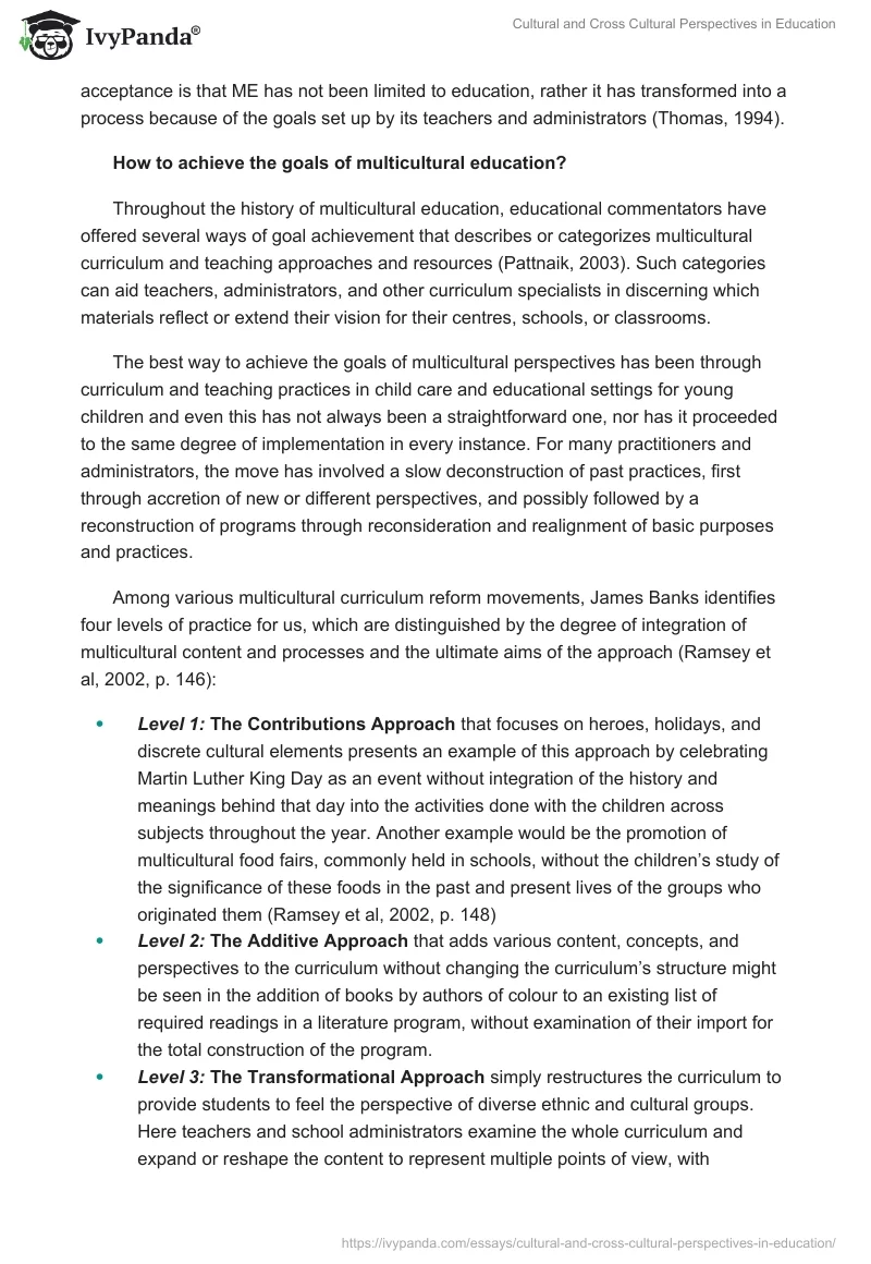 Cultural and Cross Cultural Perspectives in Education. Page 2