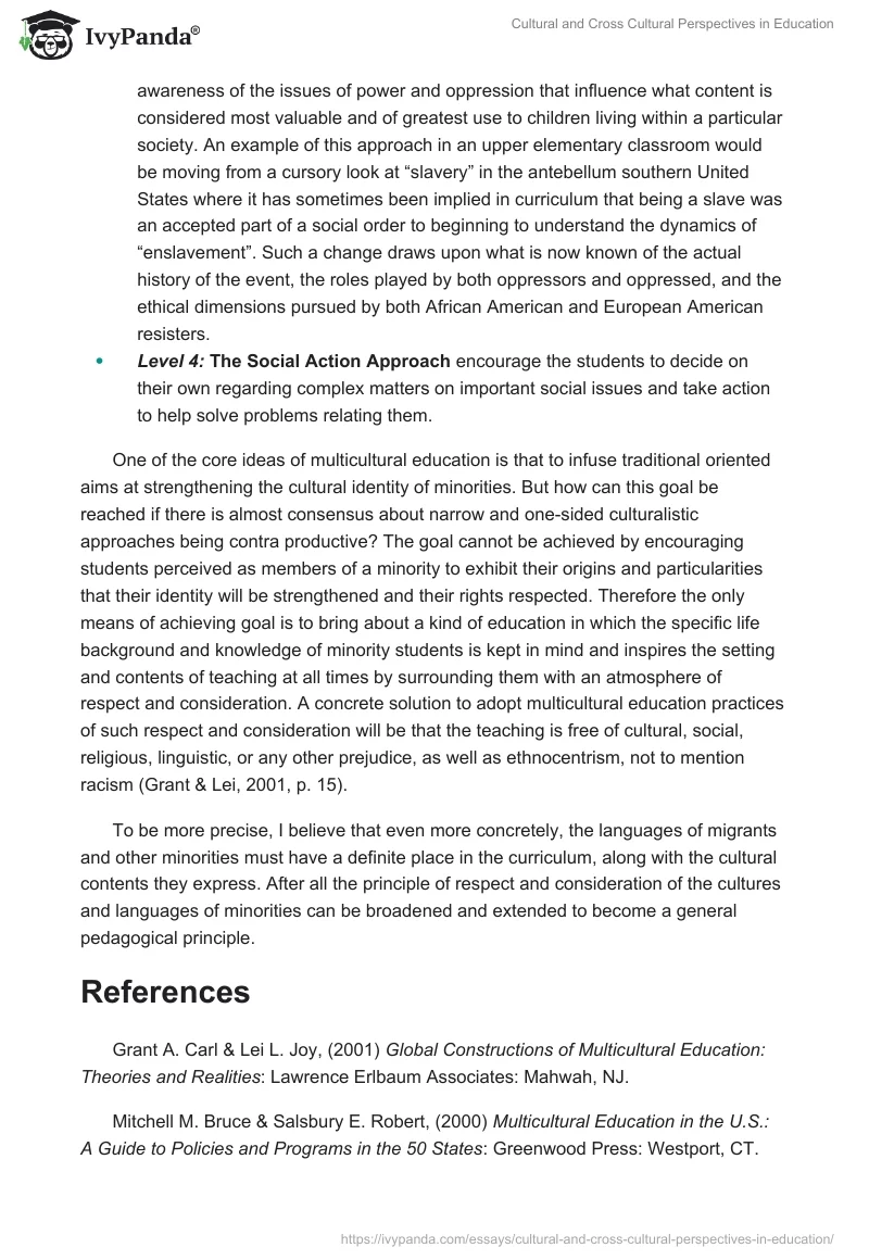 Cultural and Cross Cultural Perspectives in Education. Page 3