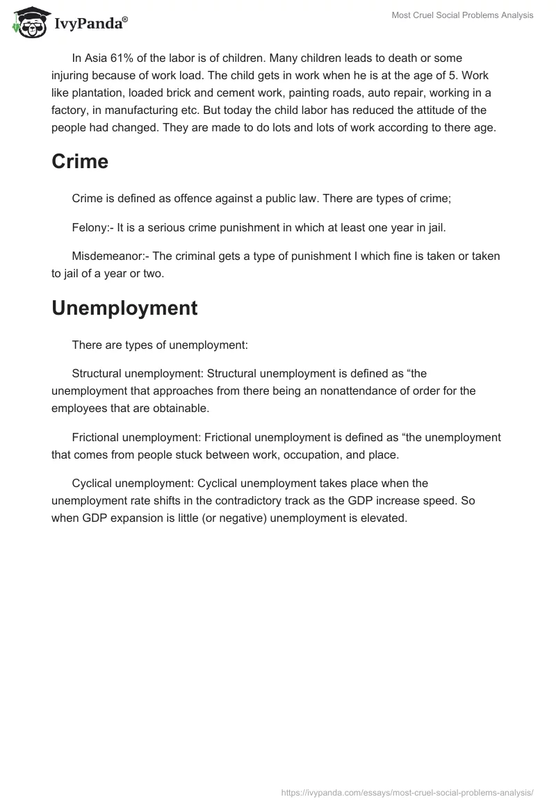 Most Cruel Social Problems Analysis. Page 3