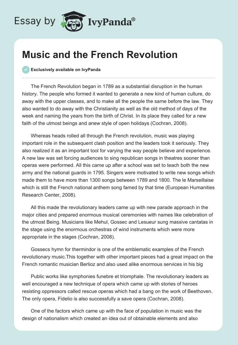 Music and the French Revolution. Page 1
