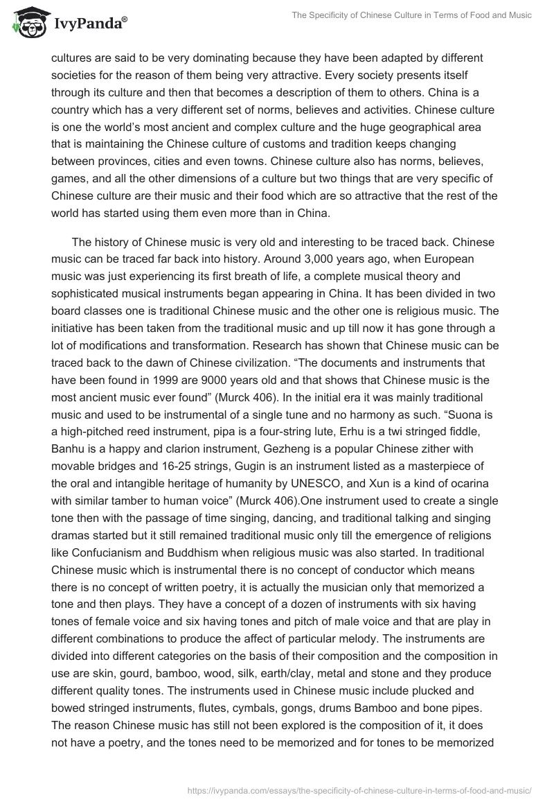 The Specificity of Chinese Culture in Terms of Food and Music. Page 2