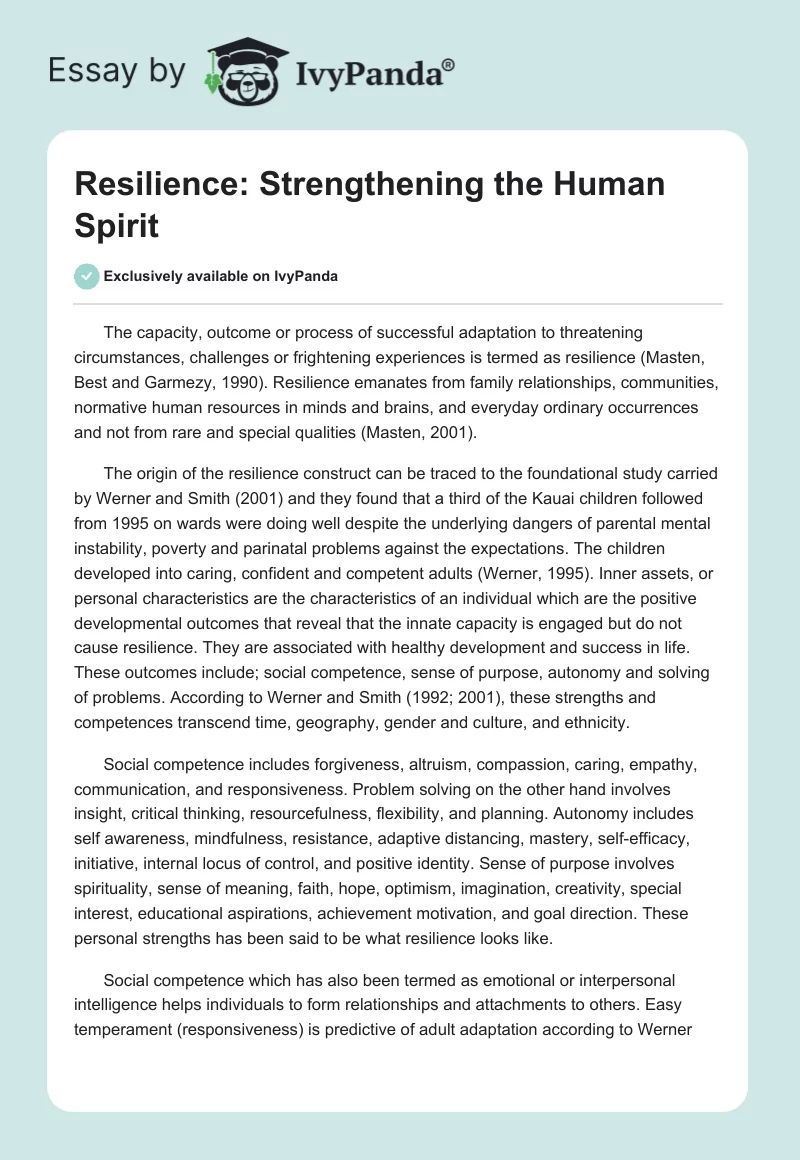Resilience: Strengthening the Human Spirit. Page 1