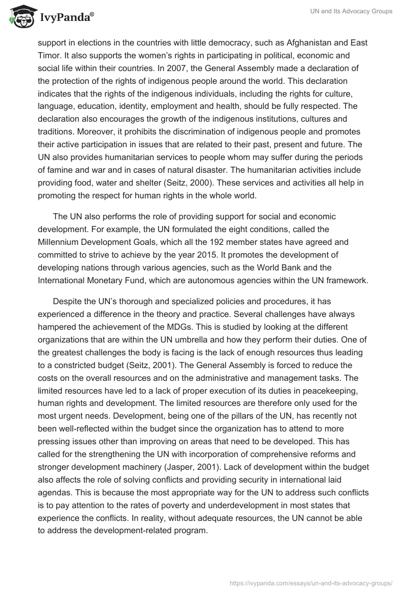 UN and Its Advocacy Groups. Page 4