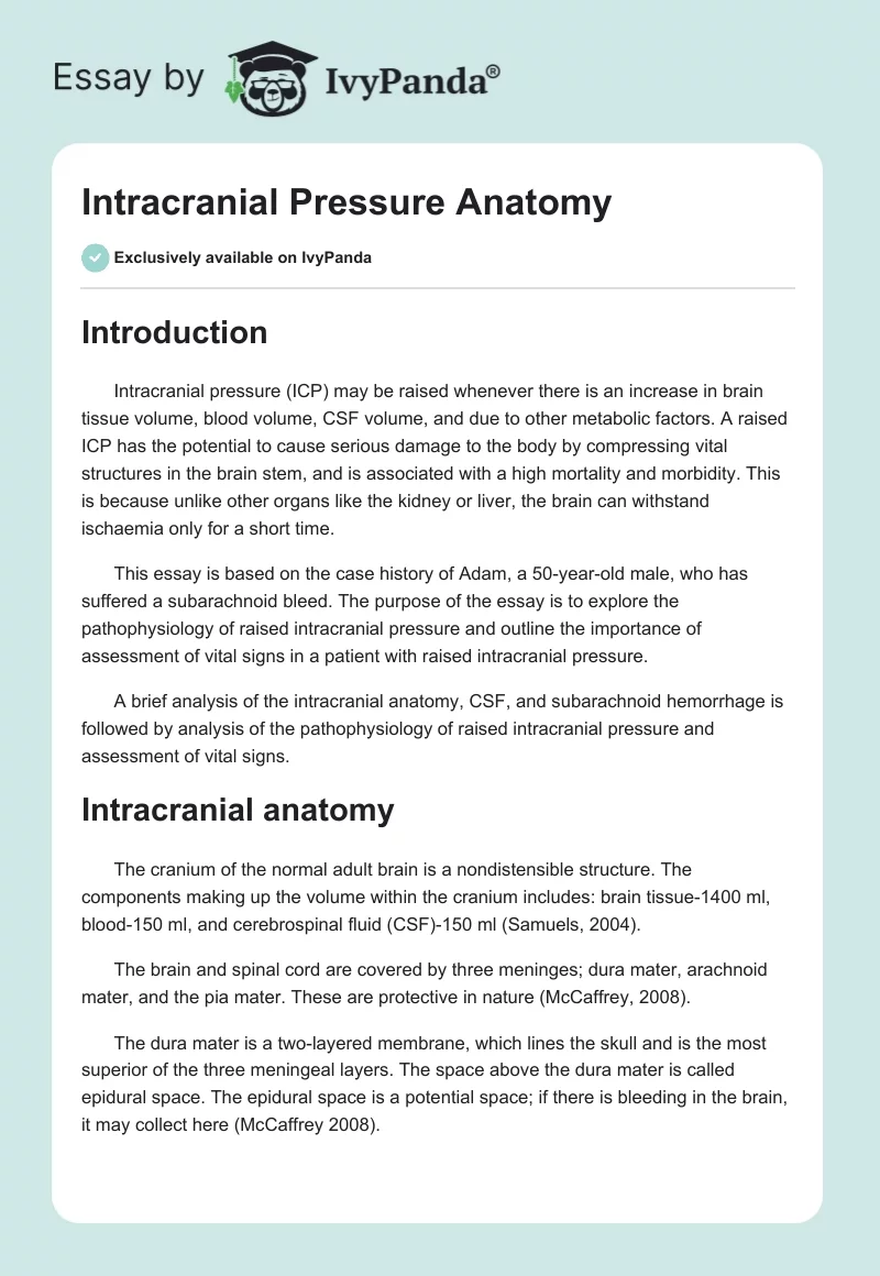 Intracranial Pressure Anatomy. Page 1