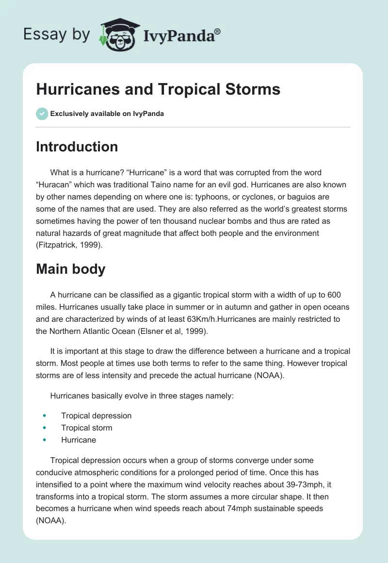 Hurricanes and Tropical Storms. Page 1