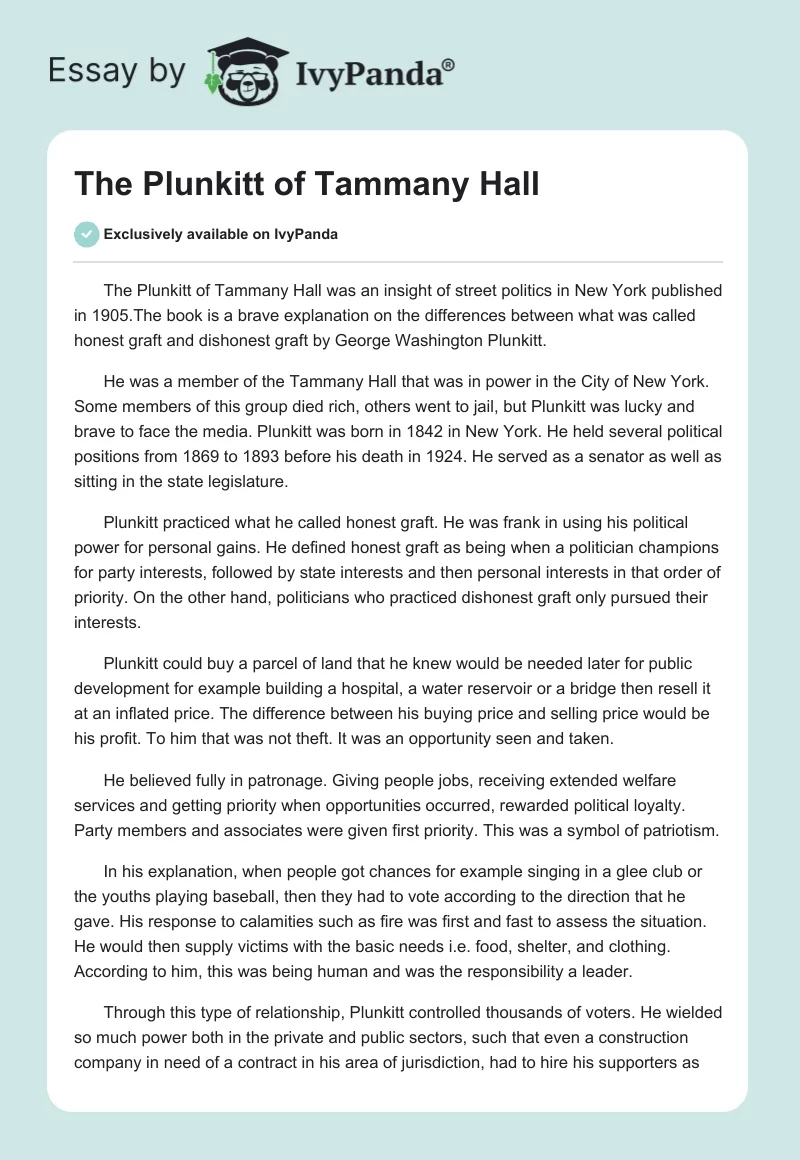 The Plunkitt of Tammany Hall. Page 1