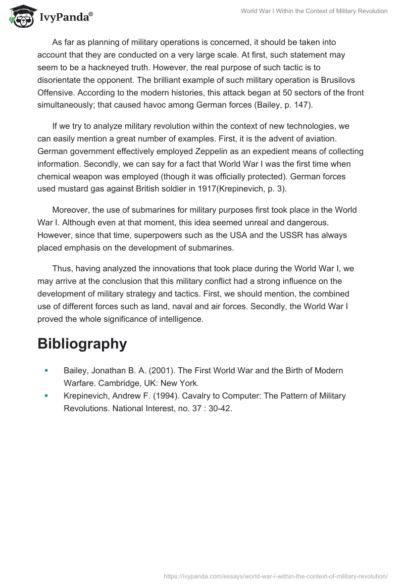 World War I Within the Context of Military Revolution. Page 2