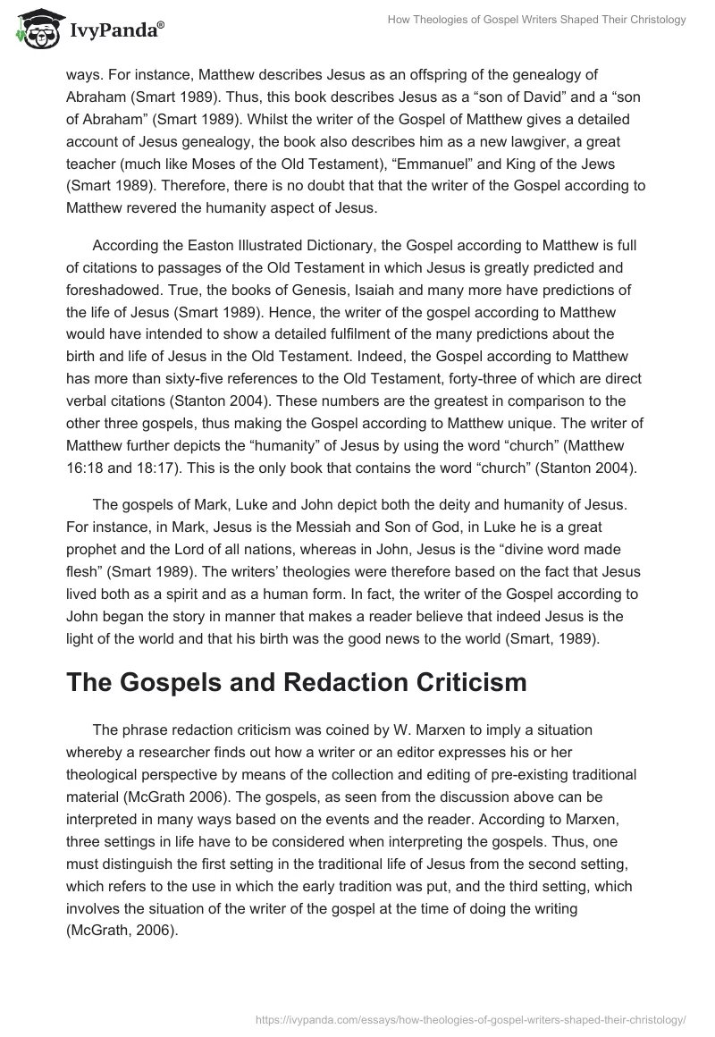 How Theologies of Gospel Writers Shaped Their Christology. Page 2