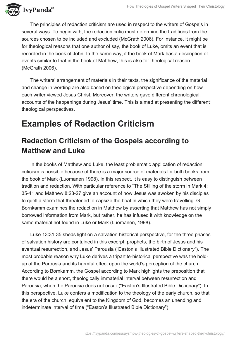 How Theologies of Gospel Writers Shaped Their Christology. Page 3